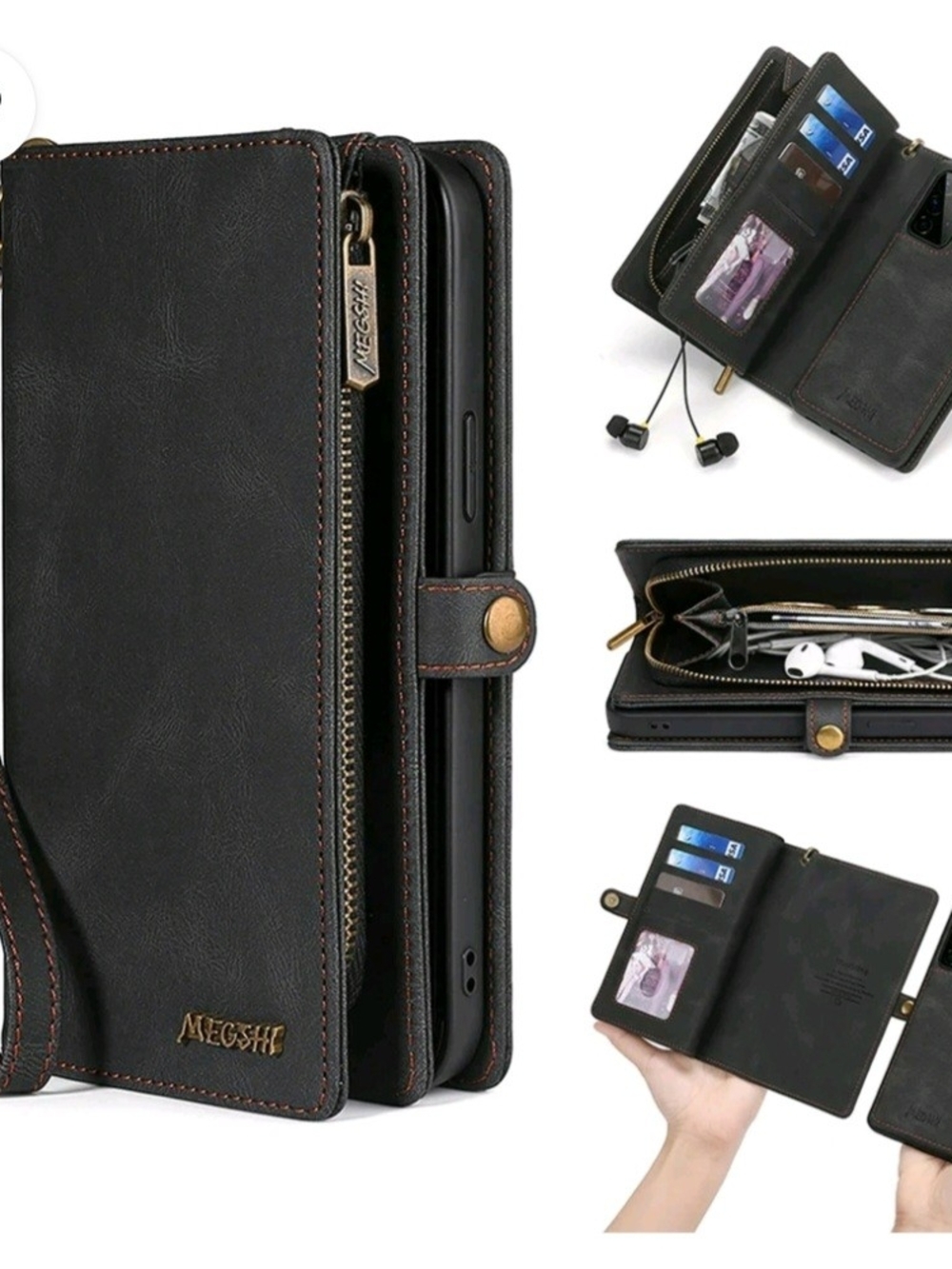 Wallet Phone Case with Zipper and Card Slots